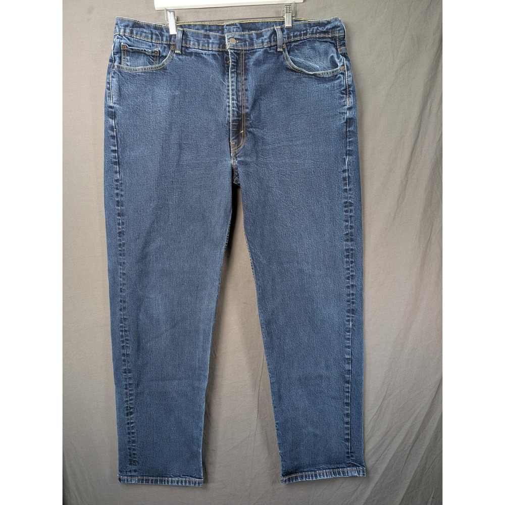 Levis 505 Regular Fit Straight Leg Blue Denim Jeans Mens 46x34‎